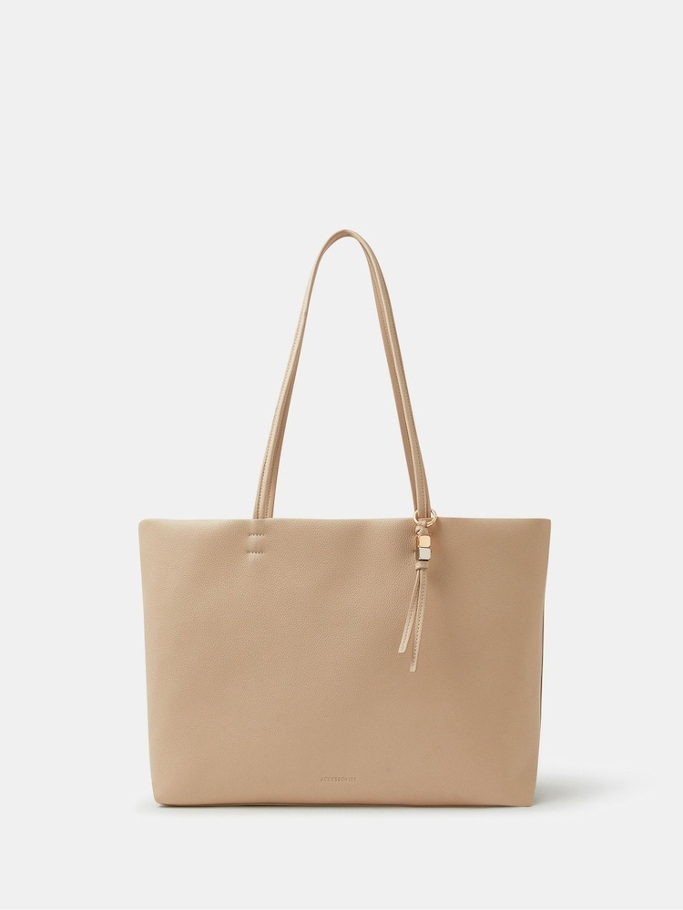 Accessorize Cream Charm Faux Leather Tote Bag - Image 2 of 2