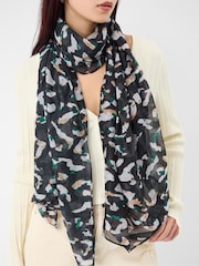 Accessorize Black Lightweight Animal Print Scarf - Image 1 of 2