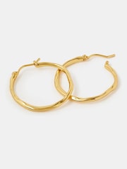 Accessorize Gold Tone Molten Hoop Earrings - Image 2 of 2