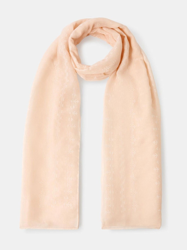 Accessorize Cream Stitch Detail Lightweight Scarf - Image 2 of 2 Accessorize Cream Stitch Detail Lightweight Scarf - Image 2 of 2