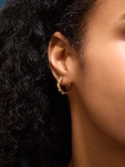 Accessorize Gold Tone 14ct Gold-Plated Star Chunky Hoop Earrings - Image 1 of 2