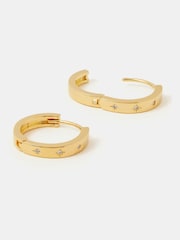 Accessorize Gold Tone 14ct Gold-Plated Star Chunky Hoop Earrings - Image 2 of 2