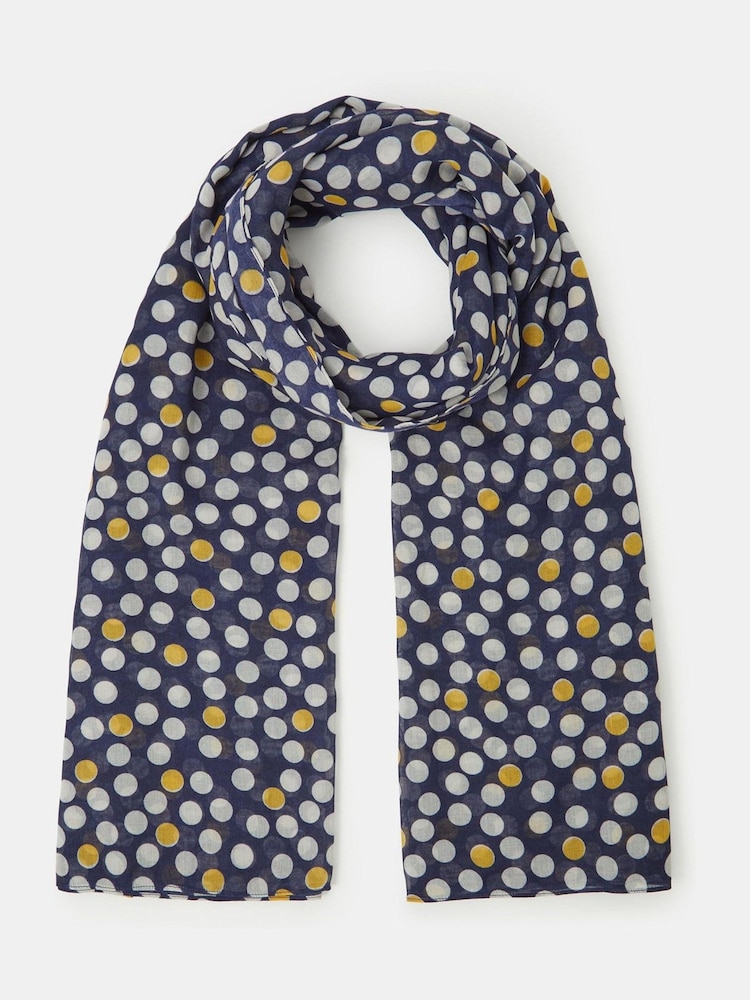 Accessorize Blue Lightweight Polka Dot Scarf - Image 2 of 2 Accessorize Blue Lightweight Polka Dot Scarf - Image 2 of 2