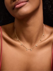 Accessorize Gold 14ct Plated Diamanté Station Necklace - Image 1 of 2