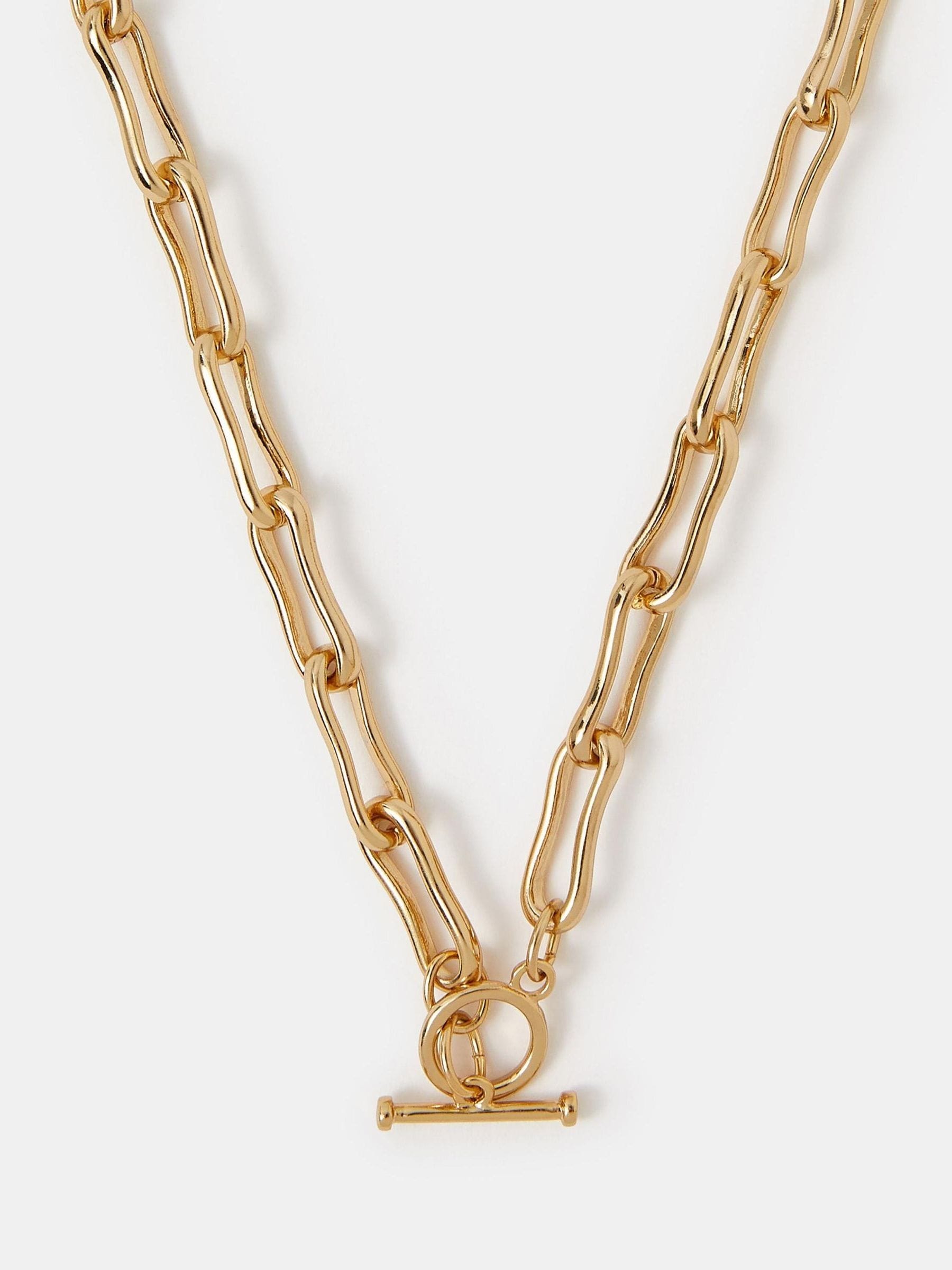 Buy Accessorize Gold Tone Molten Link T-Bar Necklace from the Next
