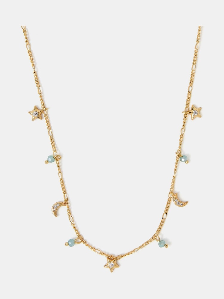 Accessorize Gold 14ct Plated Celestial Charm Necklace - Image 2 of 2 Accessorize Gold 14ct Plated Celestial Charm Necklace - Image 2 of 2