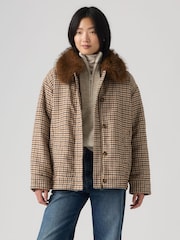 Levi's® Multi Billy Checked Faux-Fur Trimmed Coat - Image 1 of 5