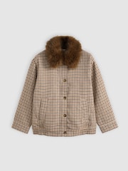 Levi's® Multi Billy Checked Faux-Fur Trimmed Coat - Image 4 of 5