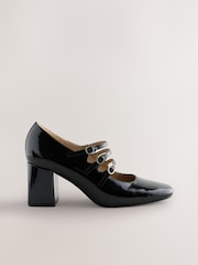 Black Forever Comfort® Tripple Strap Block Heels - Image 1 of 5