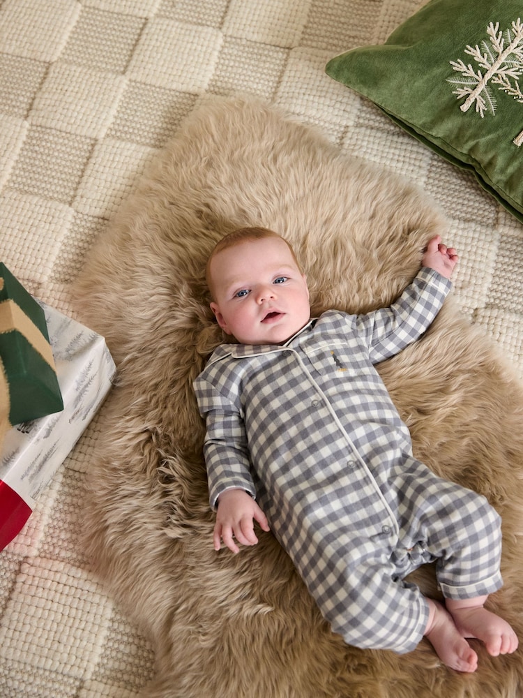 Monochrome Check Christmas Sleepsuit (0mths-3yrs) - Image 1 of 7 Monochrome Check Christmas Sleepsuit (0mths-3yrs) - Image 1 of 7