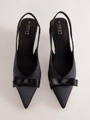 Black Forever Comfort® Satin Bow Slingback Heels - Image 2 of 6
