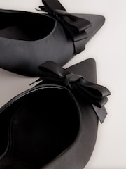 Black Forever Comfort® Satin Bow Slingback Heels - Image 5 of 6