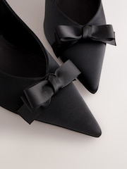 Black Forever Comfort® Satin Bow Slingback Heels - Image 6 of 6