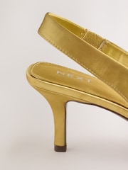 Olive Green Forever Comfort® Satin Bow Slingback Heels - Image 5 of 7