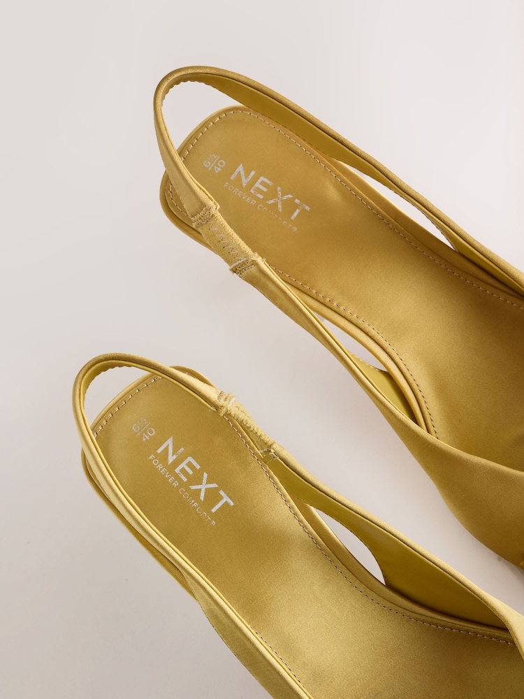 Olive Green Forever Comfort® Satin Bow Slingback Heels - Image 7 of 7 Olive Green Forever Comfort® Satin Bow Slingback Heels - Image 7 of 7