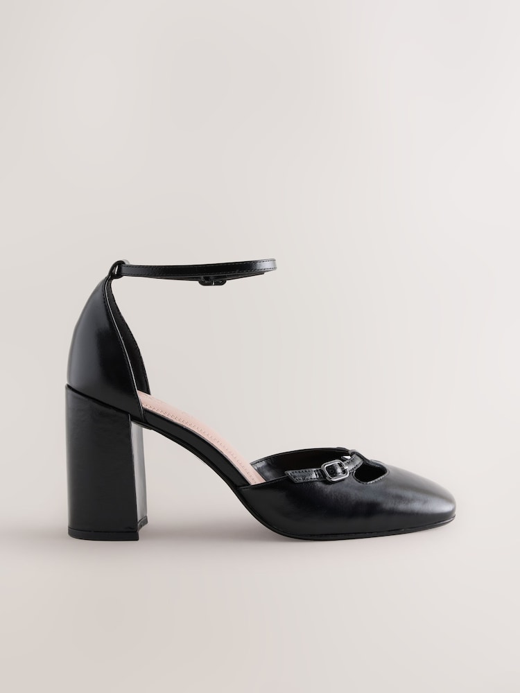 Black Forever Comfort® Leather Two Part Heels - Image 1 of 5