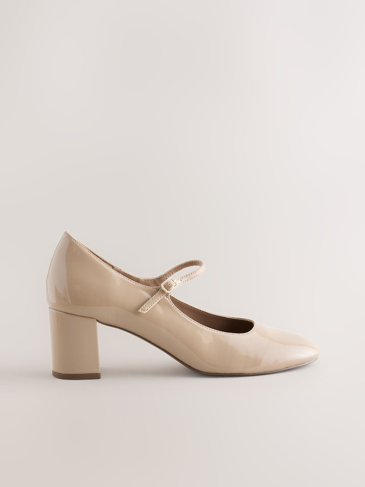 Neutral Forever Comfort® Round Toe Mary Jane Block Heels - Image 1 of 5 Neutral Forever Comfort® Round Toe Mary Jane Block Heels - Image 1 of 5