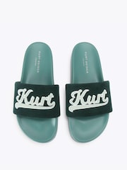Kurt Geiger London Green Script Slide Sandals - Image 2 of 4