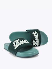 Kurt Geiger London Green Script Slide Sandals - Image 3 of 4