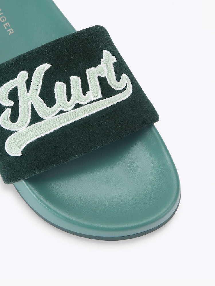 Kurt Geiger London Green Script Slide Sandals - Image 4 of 4