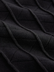 Black Zip Neck Texture Short Sleeve Polo Shirt (3-16yrs) - Image 3 of 4