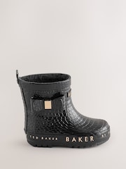 Baker by Ted Baker Faux Fur Lined Croc Welly Boots with Bow - Obraz 2 z 6