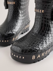 Baker by Ted Baker Faux Fur Lined Croc Welly Boots with Bow - Obraz 4 z 6