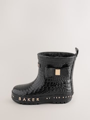 Baker by Ted Baker Faux Fur Lined Croc Welly Boots with Bow - Obraz 6 z 6