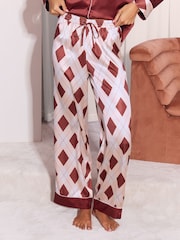 Lipsy Christmas Argyle Satin Pyjamas Set - Attēls 4 no 5