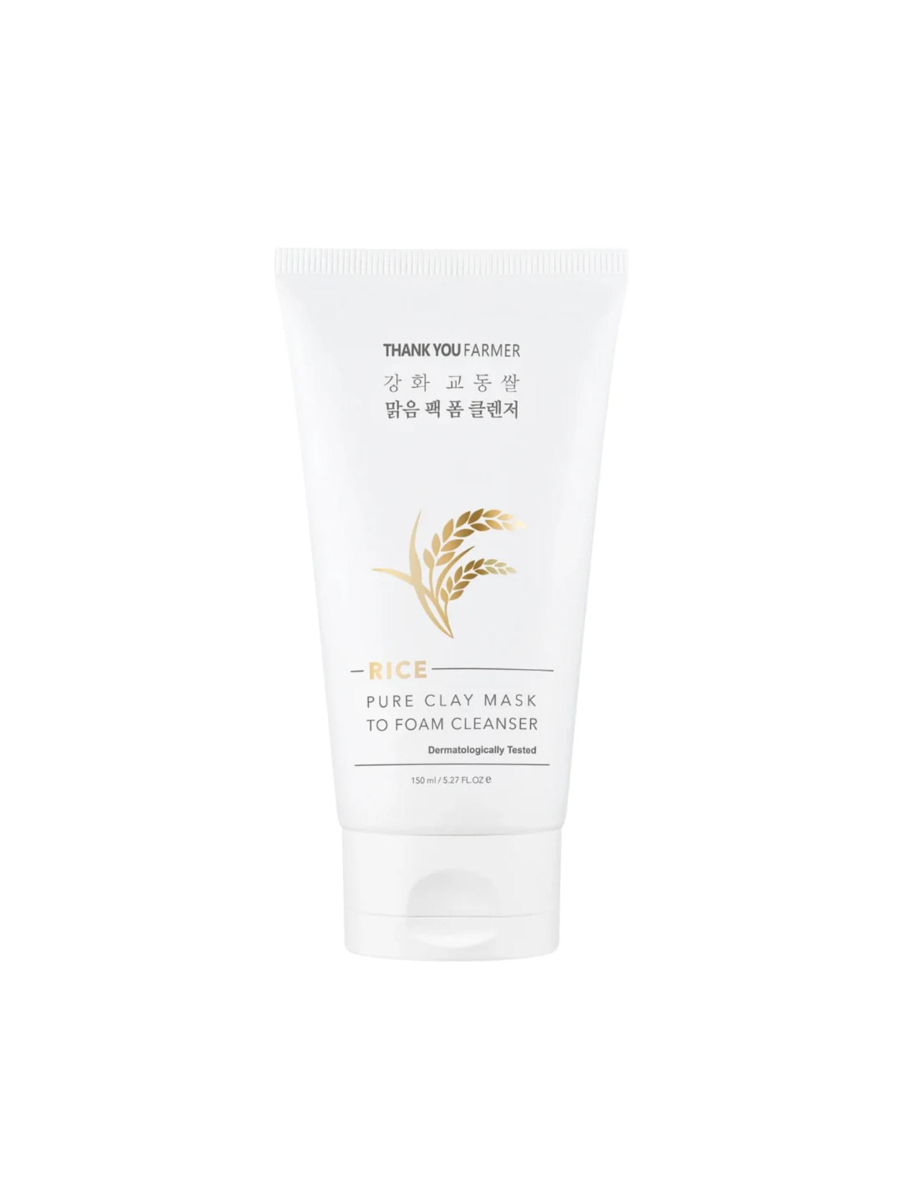 Thank You Farmer Rice Pure Clay Mask to Foam Cleanser 150ml - Image 3