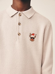 Neutral Reindeer Embroidery - 聖誕節套頭衫 (3-16歲) - 圖片 4，共 8