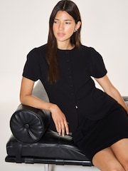 Black Short Sleeved Peplum Jacket - Image 3 of 8