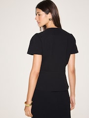 Black Short Sleeved Peplum Jacket - Image 4 of 8