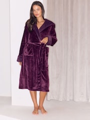 Lipsy Burgundy Red Faux Fur Trim Robe - Image 1 of 5
