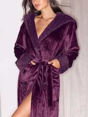 Lipsy Burgundy Red Faux Fur Trim Robe - Image 2 of 5