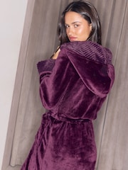 Lipsy Burgundy Red Faux Fur Trim Robe - Image 3 of 5