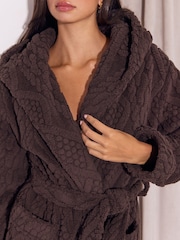 Lipsy Chocolate Brown Cable Detail Cosy Robe - Image 3 of 5