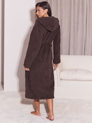 Lipsy Chocolate Brown Cable Detail Cosy Robe - Image 5 of 5