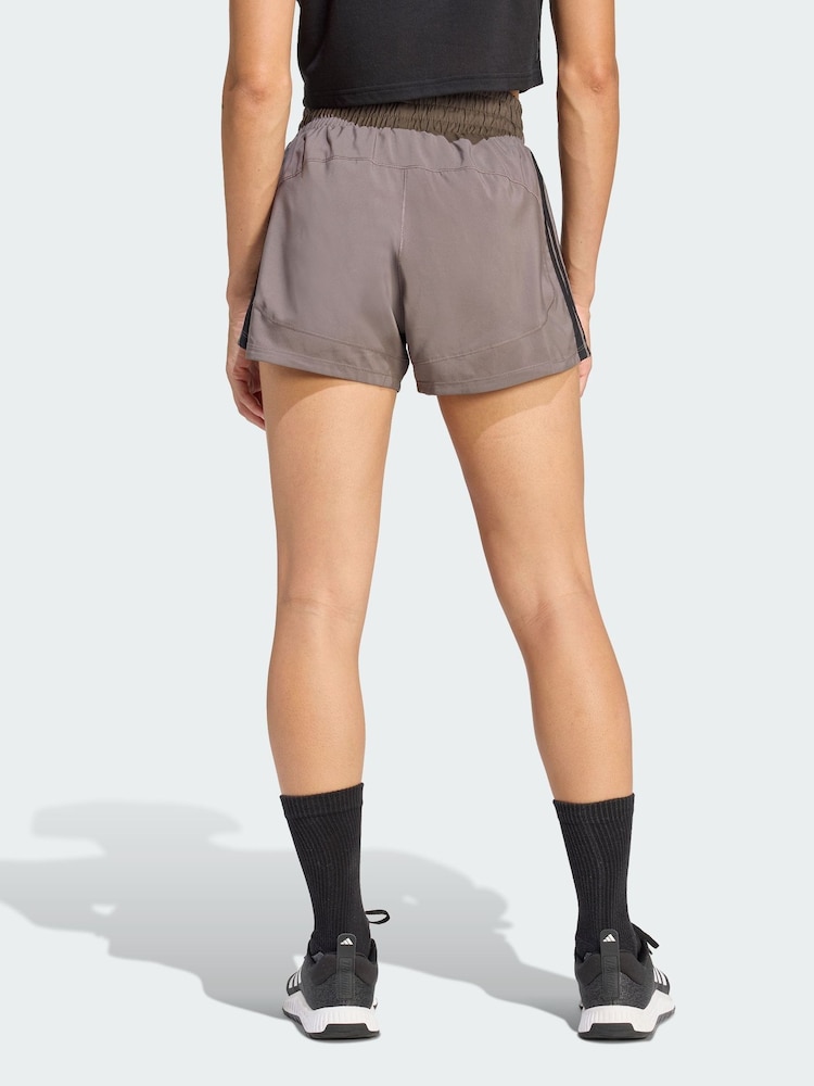 adidas Brown Pacer Workout Woven High Rise Shorts - Image 2 of 5 adidas Brown Pacer Workout Woven High Rise Shorts - Image 2 of 5