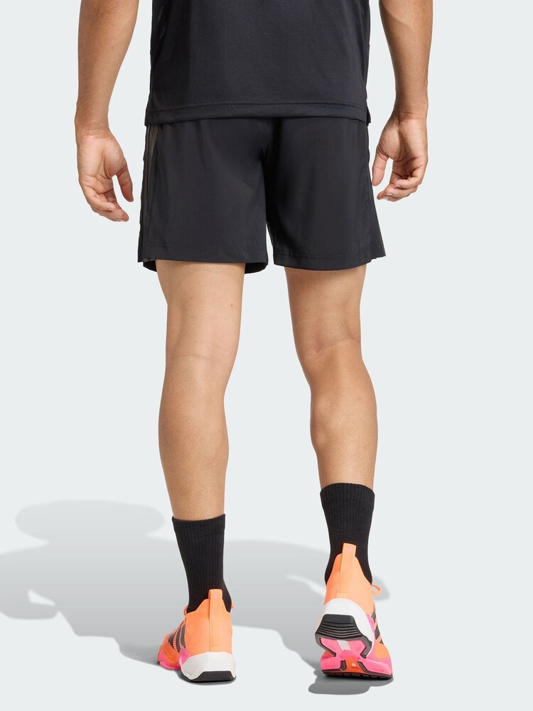 adidas Black Tech Essentials Workout 3-Stripes Shorts - Image 2 of 5 adidas Black Tech Essentials Workout 3-Stripes Shorts - Image 2 of 5