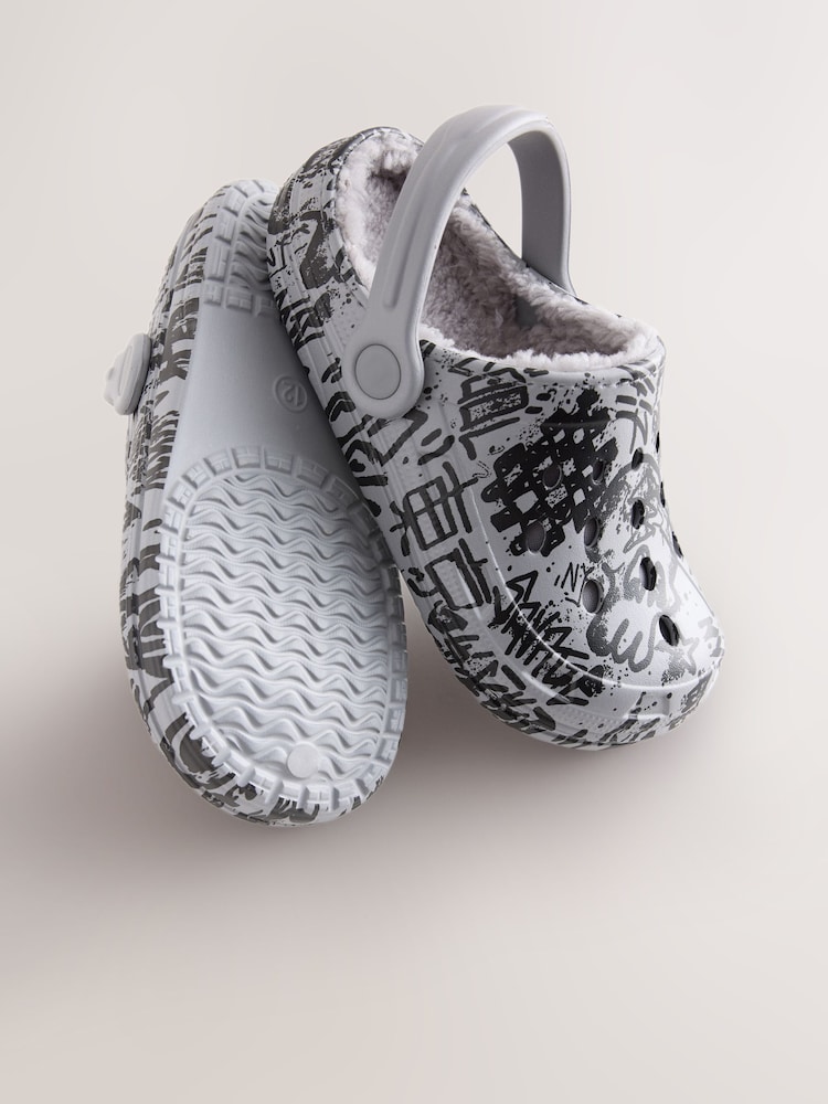 Gray Graffiti - Warm Lined Slipper Clogs - Larawan 5 ng 5 Gray Graffiti - Warm Lined Slipper Clogs - Larawan 5 ng 5