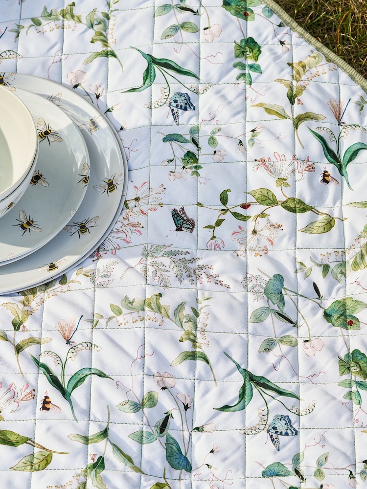 Sophie Allport White Wild Floral Picnic Blanket - Image 2 of 4