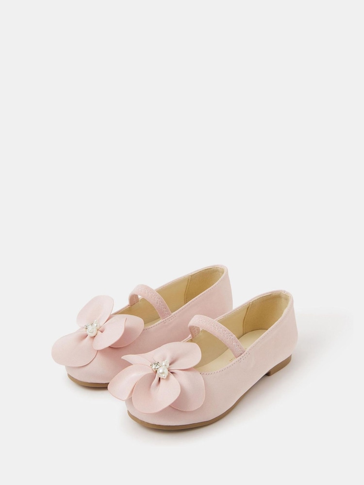 Angels By Accessorize Pink Applique Flower Ballet Flats - Image 1 of 2