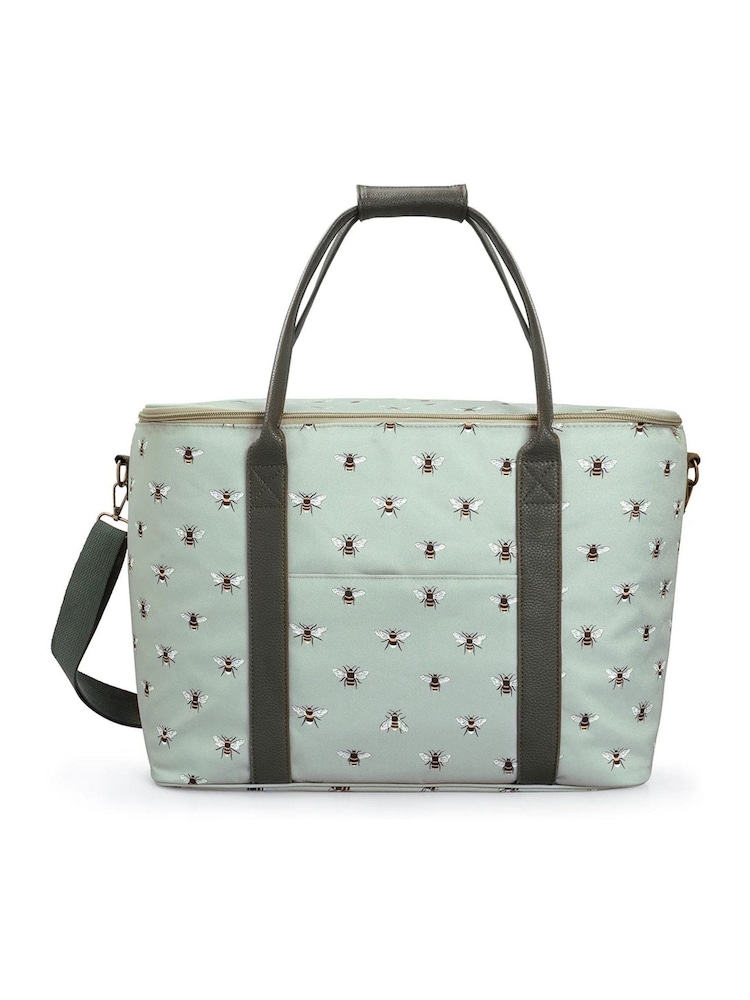 Sophie Allport Pale Green Bees Tall Pocket Picnic Bag - Image 2 of 2