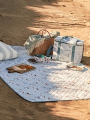 Sophie Allport Pale Blue Coastal Boats Picnic Blanket - Image 1 of 4