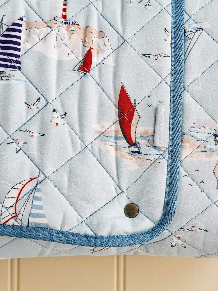 Sophie Allport Pale Blue Coastal Boats Picnic Blanket - Image 2 of 4