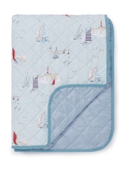 Sophie Allport Pale Blue Coastal Boats Picnic Blanket - Image 4 of 4