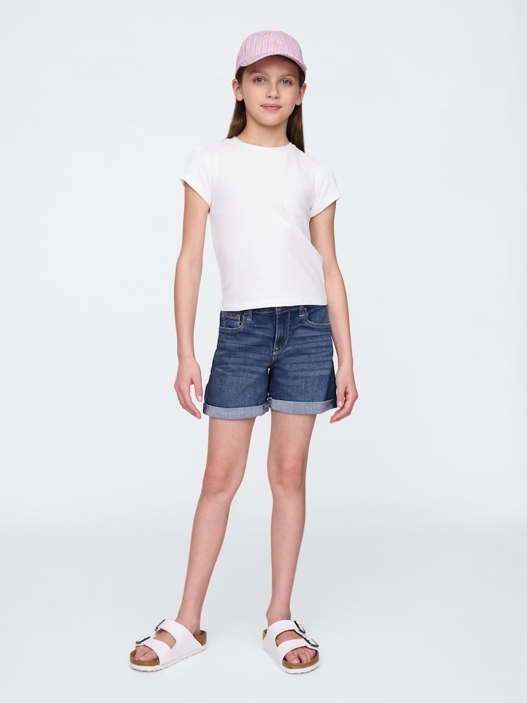 Mid Wash Denim Midi Short (5-13yrs) (5-13yrs) - Image 1 of 4 Mid Wash Denim Midi Short (5-13yrs) (5-13yrs) - Image 1 of 4