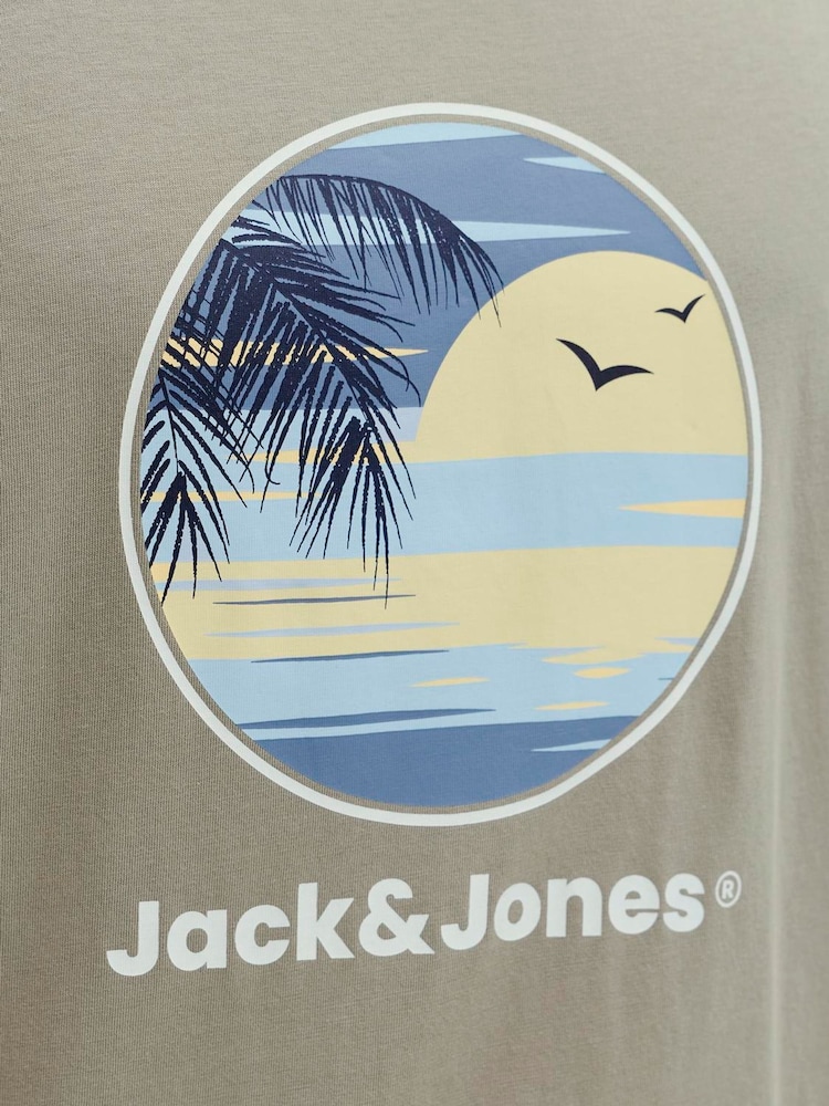 JACK & JONES Grey Short Sleeve Front Print T-Shirt - Image 7 of 7