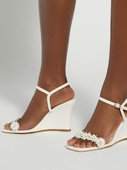 Dune London White Leather Milennial Wedges - Image 1 of 6